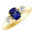 thumbnail image 1 of AFFY (2ct) Simulated Blue Tanzanite & White Diamond Three Stone Engagement Ring In 14k Solid Gold With Ring Size 5.5, 1 of 1