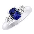 thumbnail image 1 of AFFY (2ct) Simulated Blue Tanzanite & White Diamond Three Stone Engagement Ring In 14k Solid Gold With Ring Size 8, 1 of 1