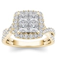 thumbnail image 1 of 2ct TW Diamond 14K Yellow Gold Cluster Halo Twisted Shank Engagement ring, 1 of 5