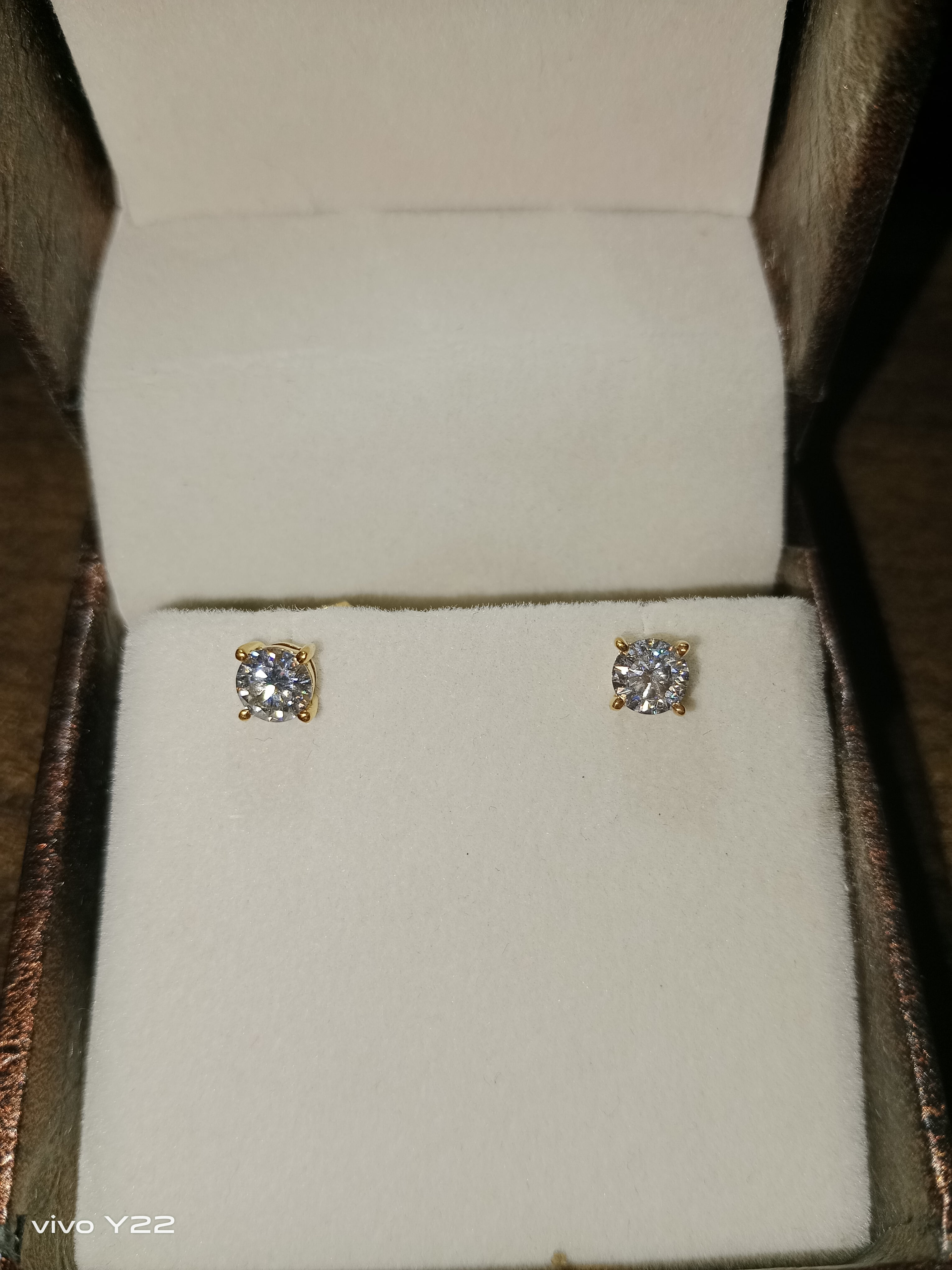 JEWELS PRIME 2ct TW Real (Natural) Round Diamond Solitaire Stud Earrings in 14K White Gold
