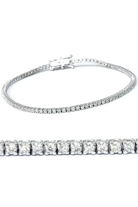 2ct TW Round-Cut Natural Diamond Tennis Bracelet 14K White Gold 7" Women's