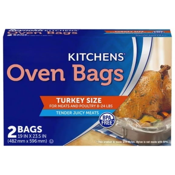 2ct Turkey Oven Bags 6.2sq ft, Heat-Safe Roasting Bags for Oven Baking, Juicy Turkey, Chicken & Meat Cooking