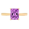 thumbnail image 1 of 2 ct Emerald Cut Simulated Alexandrite Solitaire 18K Yellow Gold Womens Engagement Ring, 1 of 4