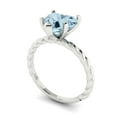 thumbnail image 1 of 2ct heart cut blue Zircon 14k white gold Bridal Wedding Engagement Promise Anniversary Ring for Women size 3.5, 1 of 7