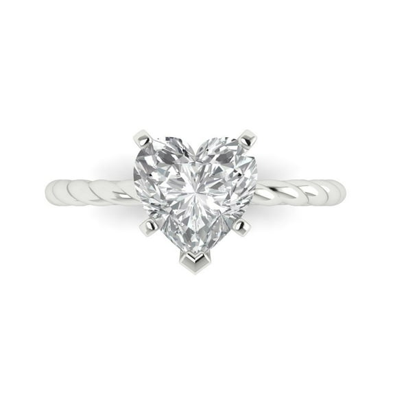 Clara Pucci 14K White Gold Solid Gold Moissanite Solitaire Anniversary Ring for Women - 2 cttw Heart Cut