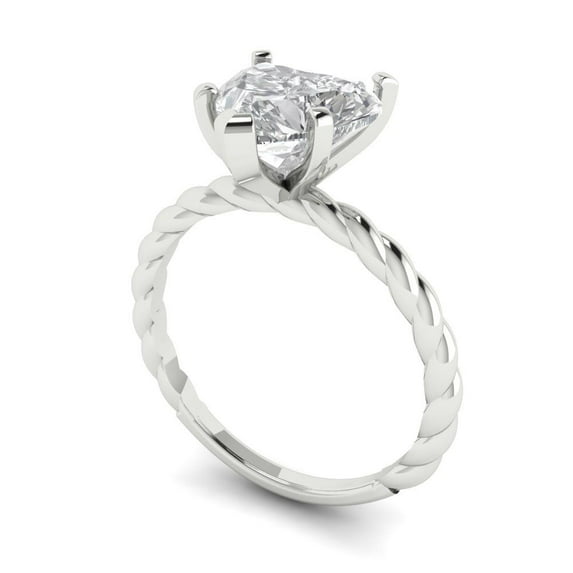 2ct heart cut clear moissanite 18k white gold Bridal Wedding Engagement Promise Anniversary Ring for Women size 6.5