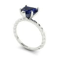 thumbnail image 1 of 2ct heart cut blue sapphire 18k white gold Bridal Wedding Engagement Promise Anniversary Ring for Women size 4, 1 of 7