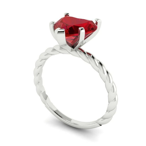 2ct heart cut tourmaline 18k white gold Bridal Wedding Engagement Promise Anniversary Ring for Women size 5.75