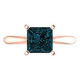 thumbnail image 1 of 2 ct Princess Cut Natural London Blue Topaz Solitaire 18K Rose Gold Womens Engagement Ring, 1 of 5
