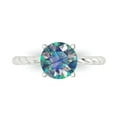 thumbnail image 1 of 2 ctw Solitaire Anniversary Ring for Women | Round Cut Blue Moissanite | Hyperallergenic Solid 14K White Gold, 1 of 5