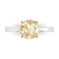 2 ctw Solitaire Anniversary Ring for Women | Round Cut Natural Morganite | Hyperallergenic Solid 18K White Gold