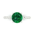 thumbnail image 1 of 2 ctw Solitaire Anniversary Ring for Women | Round Cut Simulated Emerald | Hyperallergenic Solid 18K White Gold, 1 of 5