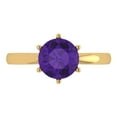 thumbnail image 1 of Clara Pucci 14K Yellow Gold Solid Gold Amethyst Solitaire Anniversary Ring for Women - 2 cttw Round Cut, 1 of 8