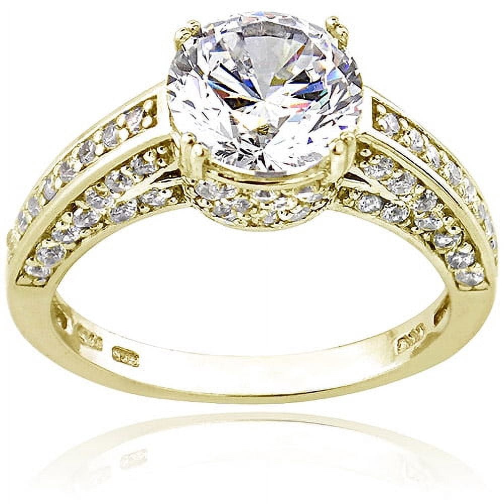 2cttw 100 Facets Cz Sterling Silver Gold