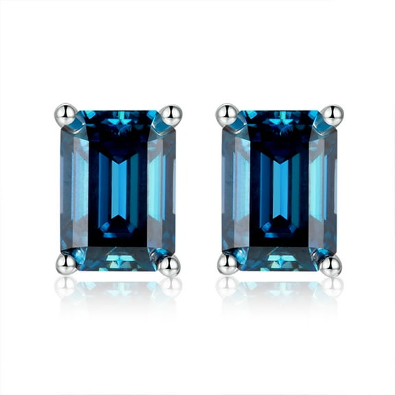 2cttw D Color VVS1 Emerald Cut Moissanite Earrings for Women 925 Sterling Silver Yellow/Green/Pink Diamond Earrings Stud Women Moissanite Stud Earrings with Certificate