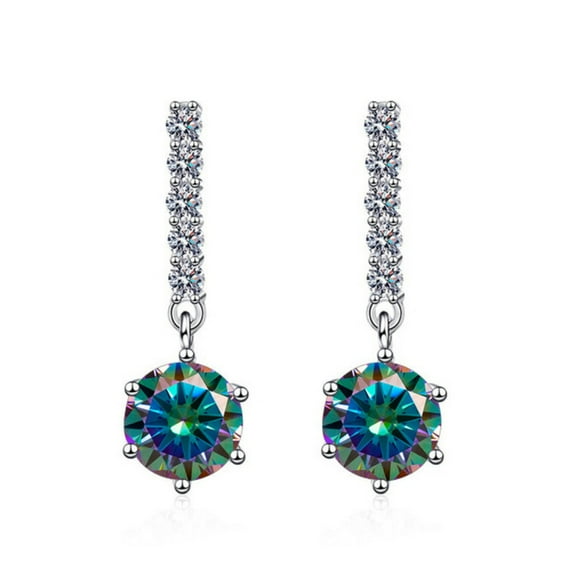 2cttw Moissanite Earrings for Women D Color clarity VVS1 Diamond Dangle Earrings Sterling Silver Wedding Earrings for Brides Bridesmaid with Certificate