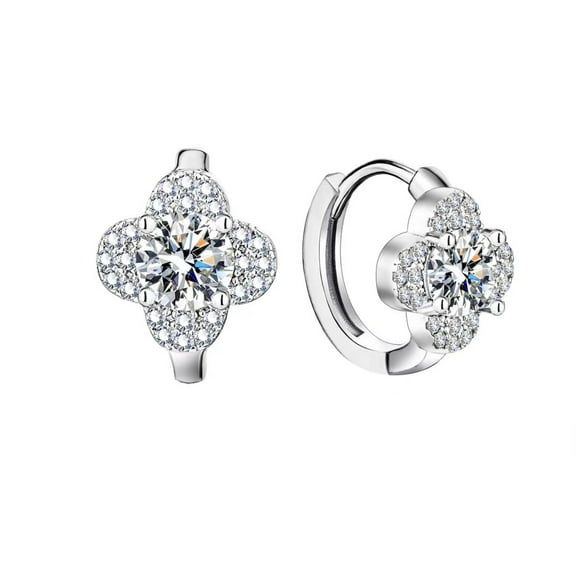 2cttw Moissanite Hoop Earrings for Women D Color VVS1 clarity Round Cut Diamond Earrings Hoop 925 Sterling Silver Moissanite Earrings for Women with Certificate