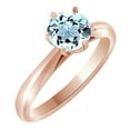 thumbnail image 1 of AFFY (2cttw) Round Cut Simulated Blue Aquamarine Solitaire Engagement Ring In 14k Rose Gold With Ring Size 7, 1 of 1