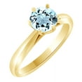 thumbnail image 1 of AFFY (2cttw) Round Cut Simulated Blue Aquamarine Solitaire Engagement Ring In 14k Yellow Gold With Ring Size 8, 1 of 1