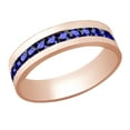 thumbnail image 1 of (2cttw) Round Cut Simulated Blue Sapphire Men's Eternity Wedding Band Ring In 14k Solid Gold With Ring Size 8, 1 of 2