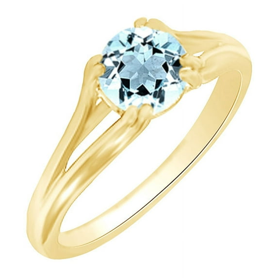 AFFY (2cttw) Simulated Blue Aquamarine Solitaire Engagement Wedding Ring In 14k Solid Gold With Ring Size 9
