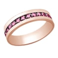 thumbnail image 1 of AFFY (2cttw) Simulated Pink Sapphire Men's Eternity Wedding Band Ring In 14k Solid Gold With Ring Size 12.5, 1 of 2