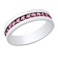 thumbnail image 1 of AFFY (2cttw) Simulated Pink Sapphire Men's Eternity Wedding Band Ring In 14k Solid Gold With Ring Size 5, 1 of 2