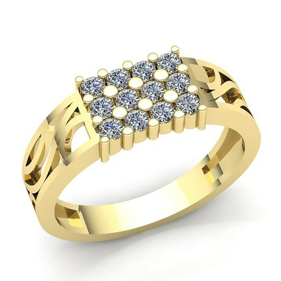 2ctw Round Cut Diamond Mens 3 Row Engagement Anniversary Ring Solid 14K Rose, White or Yellow Gold IJ SI2