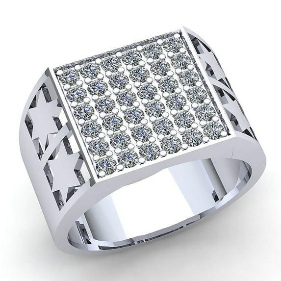 2ctw Round Cut Diamond Mens Cluster Anniversary Engagement Ring Solid 10K Rose, White or Yellow Gold GH SI1