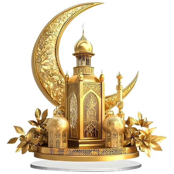 2d Acrylic Decorations for Ramadan, Gold Acrylic Tabletop Decorations, Suitable for Ramadan Decorations, Muslim Home And Bedroom Decorations.