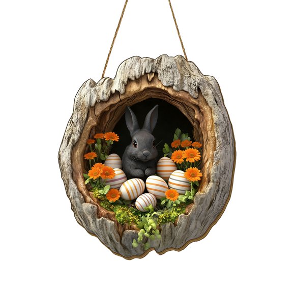 2d Easter Doorplate, Easter Pendant, Wooden Easter Decoration, Hanging Colorful Spring Decoration,Easter Decorations,Suitable for Door, Window, And Wall Decoration.