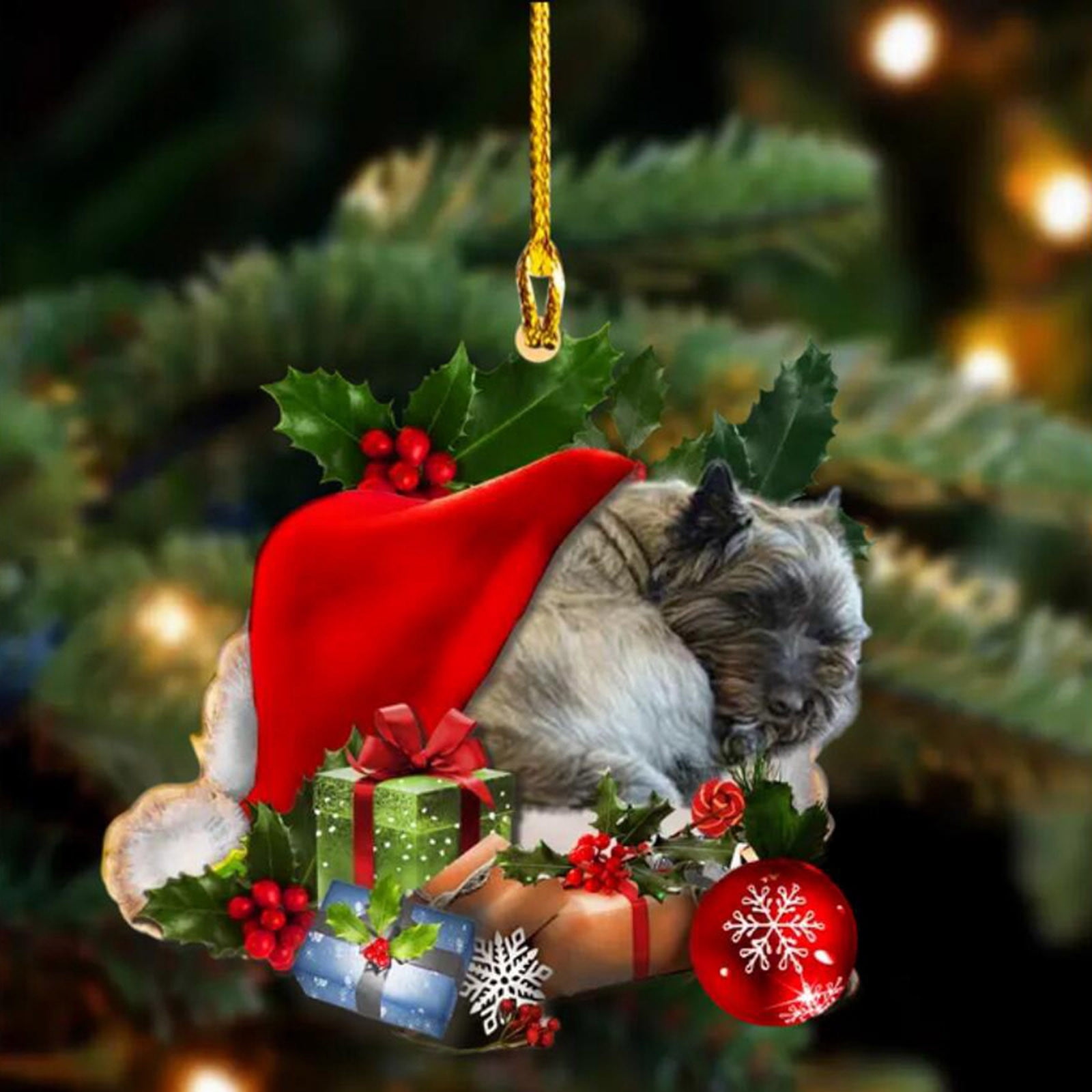 2d Flat Fun Acrylic Christmas Dog Decoration Christmas Dog Decoration