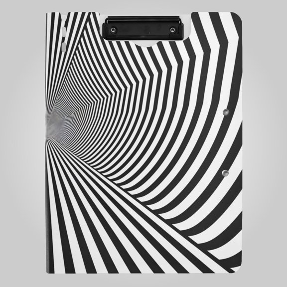 2d Linear Artwork Foldable Binder Folder Clipboard with Pen Slot Double Clips A4 Size File Storage