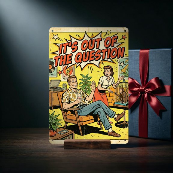2d flat Decorative Signs& Plaques lt's out of the question 8x12inch Metal Sign Decorative Plaque featuring, for bedroom, office, study, dorm, lounge, students, Suitable for Gift