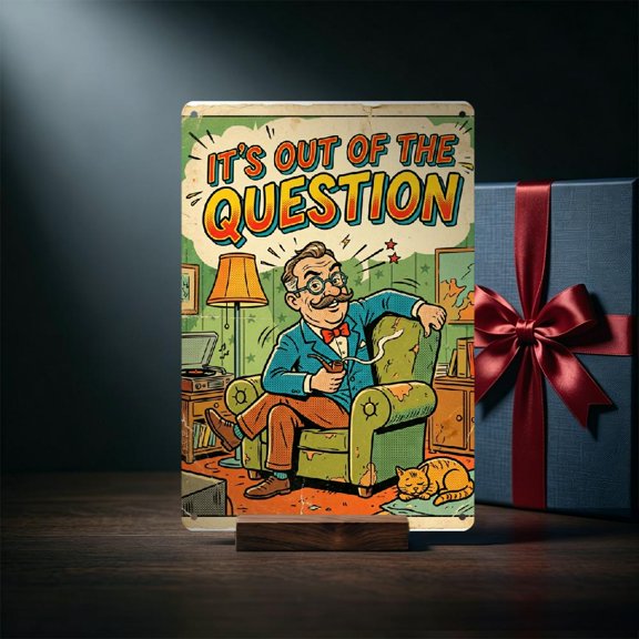 2d flat Decorative Signs& Plaques lt's out of the question 8x12inch Metal Sign Decorative Plaque featuring, for bedroom, office, study, dorm, lounge, students, Suitable for Gift