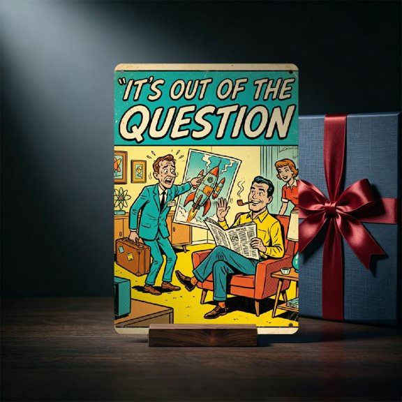 2d flat Decorative Signs& Plaques lt's out of the question 8x12inch Metal Sign Decorative Plaque featuring, for bedroom, office, study, dorm, lounge, students, Suitable for Gift