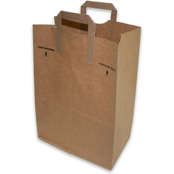 Unbranded Handle Paper Grocery Bags, Brown, 25-Piece