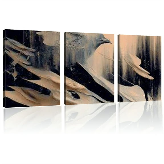 2dflat, 3pcs Framed Abstract Wall Art, Modern Printed Poster, Brown Black Canvas Artwork Painting, Fashion Decorative Artwork, 2D, Wedding, ramadan, Easter, Halloween,12*16inch*3pcs