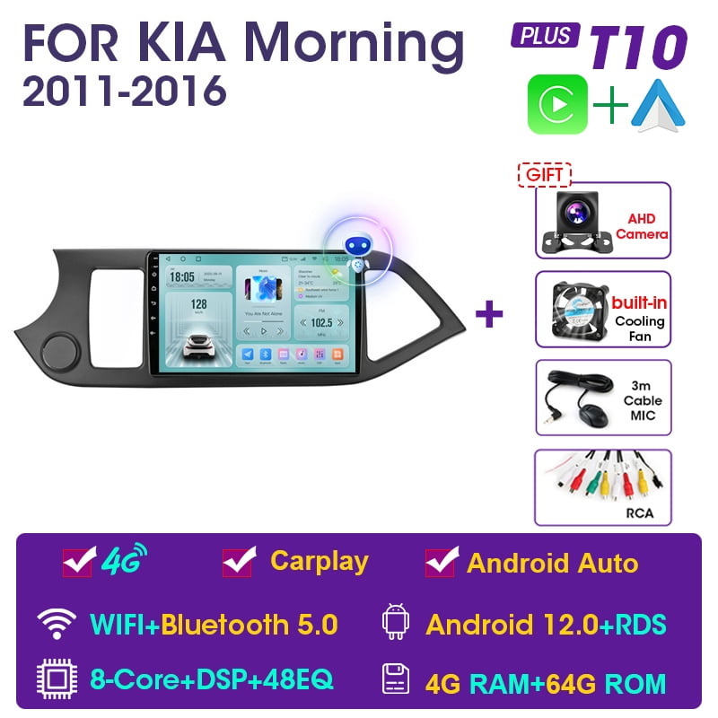 9" Android Car Stereo With CarPlay & Android Auto For Kia Morning/Picanto 2016-2019 - Double Din Touchscreen, GPS, Bluetooth, Backup Camera