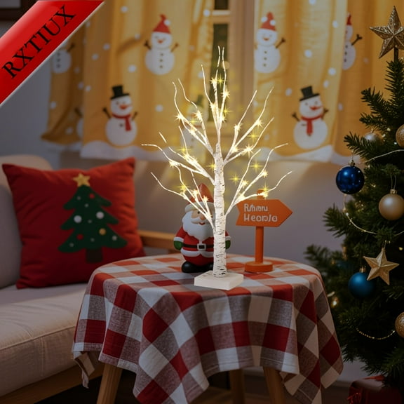 2ft/3ft/5ft/6ft Warm White Clear Birch Tree - 6LED Lighted | Artificial Christmas/Easter Tree | For Outdoor Garden, Wedding Party, Home Decor & Gifts