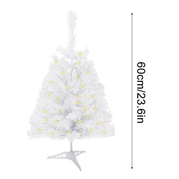 2ft Artificial Christmas Tree, Realistic Premium Spruce Hinged Full Christmas Tree with 796 Branch Tips Holiday Xmas Tree with LED Lights and Foldable Base for Home Party Office Decoration(White)