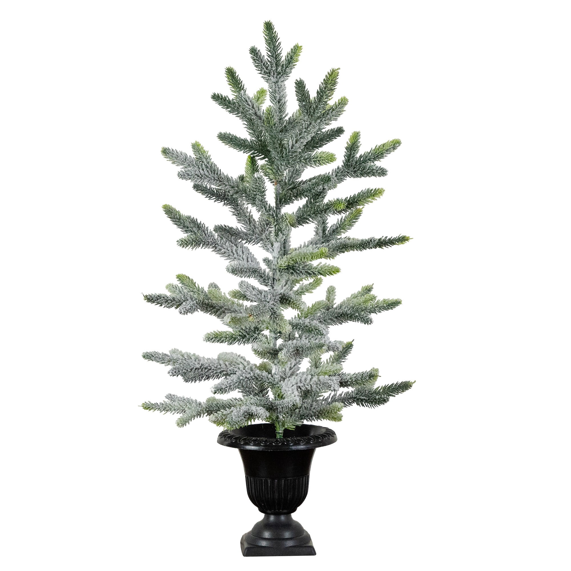 2ft. Artificial Frosted Christmas Tree in Black Decorative Urn