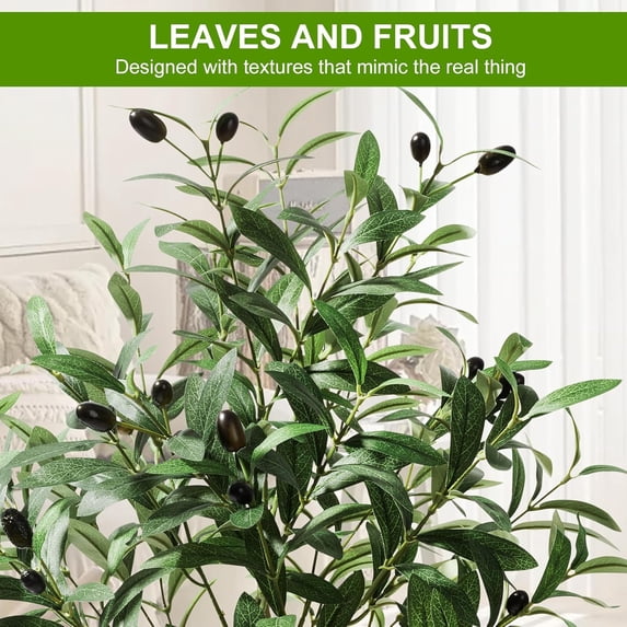 2ft Artificial Olive Tree with Pot, Tabletop Faux Plants Mini Trees for Home Office Living Room Modern Decor