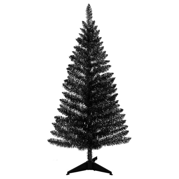 2ft Black Artificial Pine Halloween Tree, Tabletop Mini Christmas Tree with Plastic Stand, Easy Assembly Small Potted Spooky Tree for Indoor Table Mantel Halloween Decor