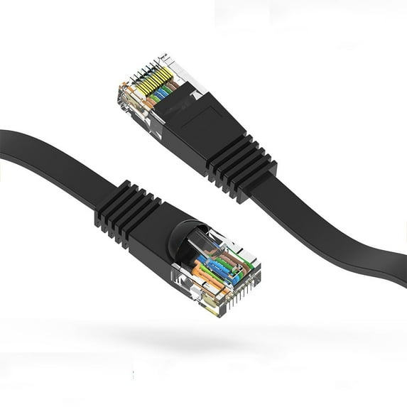 2ft Cat6 U/FTP Flat Ethernet Network Cable Black 30AWG