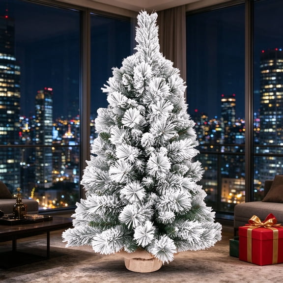 EDOEMSE Tabletop 24-Inch Tabletop Christmas Tree 68 densely spaced branch tips with weighted burlap base for mantels