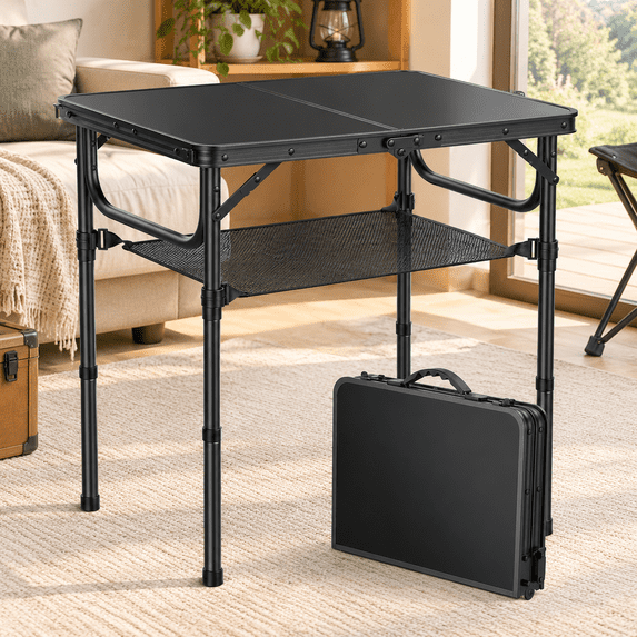 Quick Fold Table 2ft Folding Camping Table, 3 Adjustable Heights Small Folding Table ...