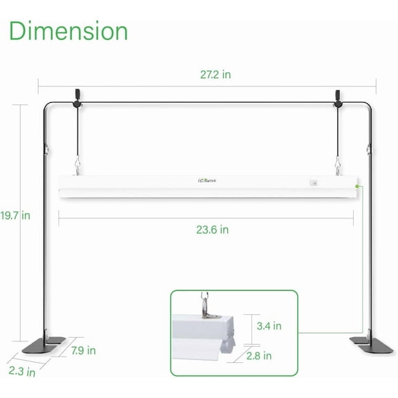 2ft Grow Light for Seed Starting,LED Grow Lamp for Indoor Plants,Seedling Grow Light with Stand,Seed Starter Light Kit with Natural White ,Height Adjustable,Iron Frame,ON-Off Switch
