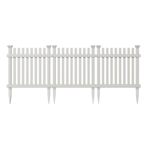 2ft H x 2ft W (3 Panels) No Dig Zippity Roger Rabbit Garden Fence Kit, White Vinyl Picket Fence Panels, Perfect Garden Fences and Borders for Dogs, Dog Fence Outdoor for Yard, ZP19056