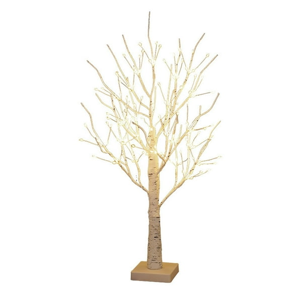 2ft Lighted Birch Tree with 144 Warm White LEDs - Small White Christmas Tree with Lights Centerpiece for Tabletop & Holiday Decor, Gift Ready Indoor Tree with Timer, USB/Battery Powered